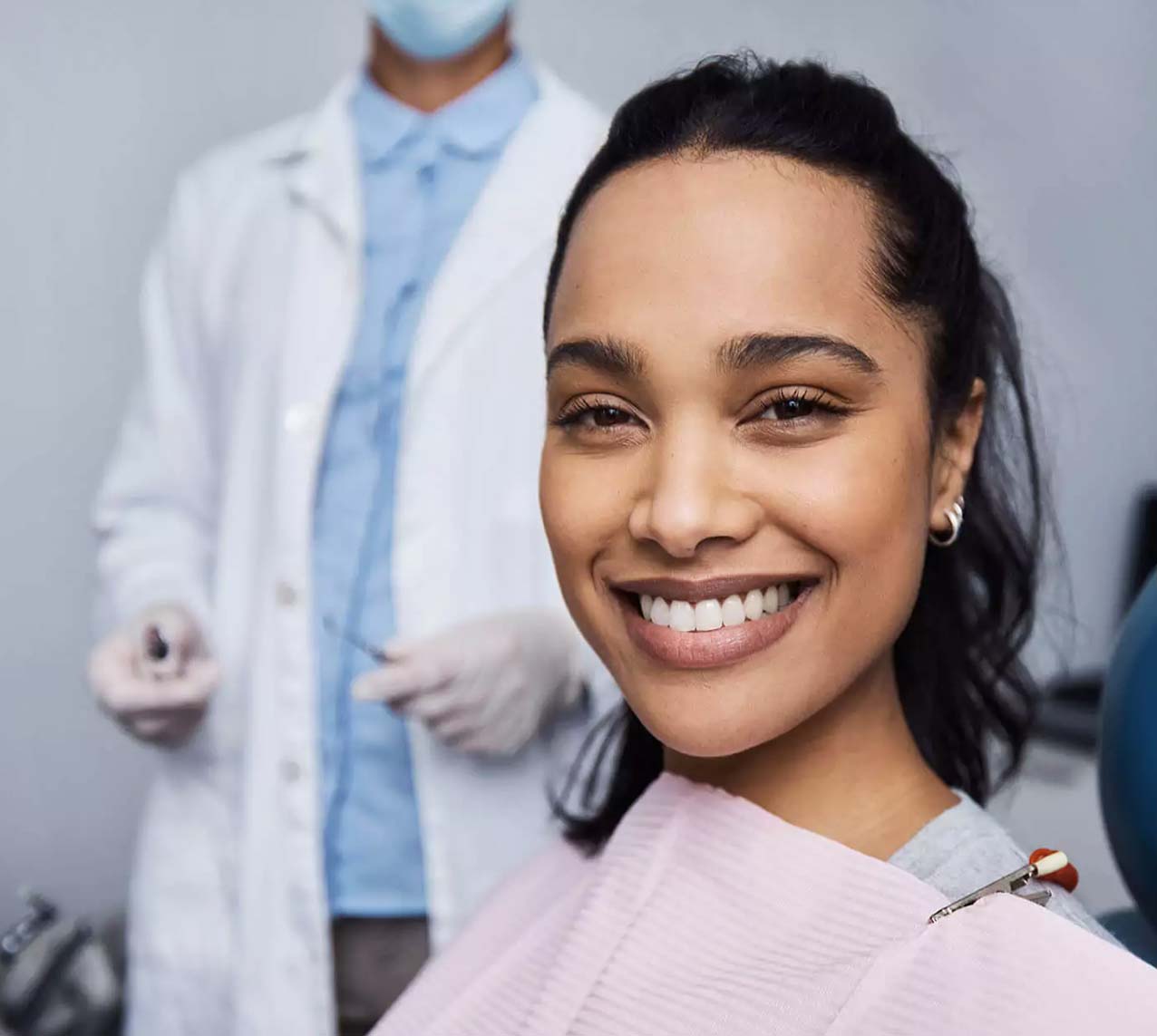 Woman smiling at the dental office